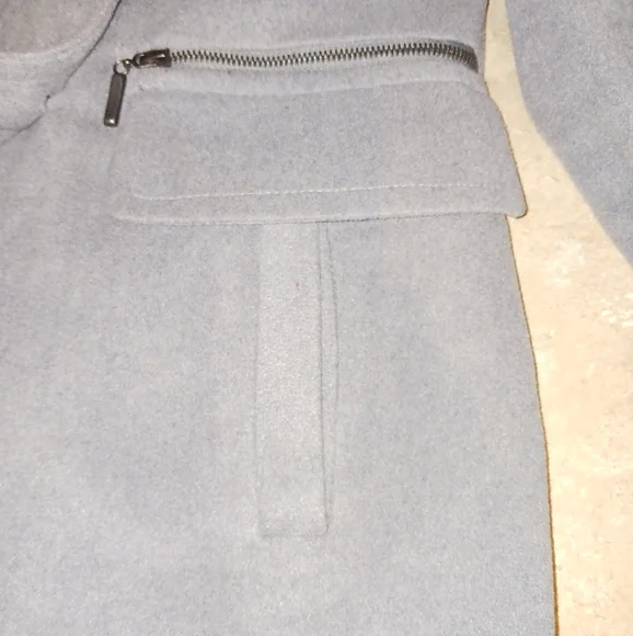 Light Grey Wool Collared Pea Coat - Picture 9 of 12